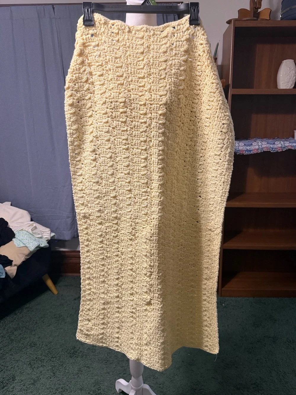 Handmade Knit Cream Yellow Crochet Throw/Baby Blanket